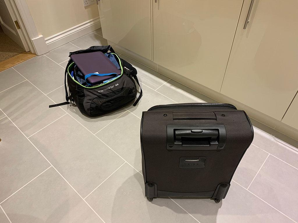 Bags on the kitchen floor