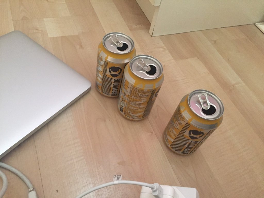 Three empty cans
