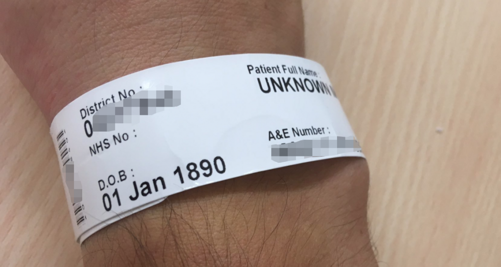 Hospital wristband