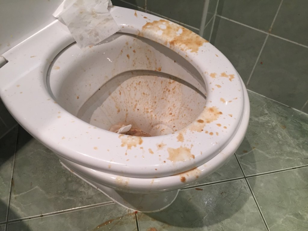 Splattered toilet